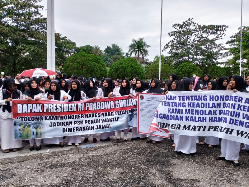 Ratusan nakes unjuk rasa di depan kantor DPRD kabupaten Merangin
