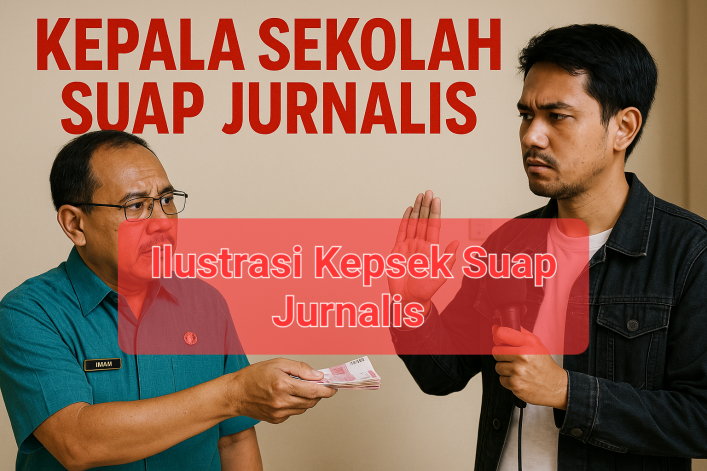 Ilustrasi Kepsek Suap Jurnalis/Wartawan. ( INJ )