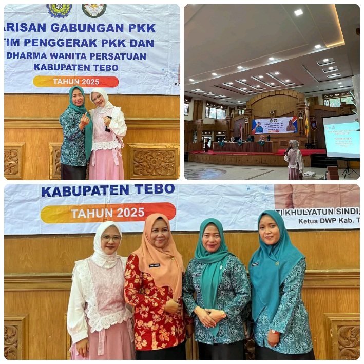 Suasana kegiatan Arisan Gabungan TP PKK dan DWP Kabupaten Tebo yang dirangkai dengan sesi Edukasi Keuangan oleh Dekan FEBI IAI Tebo.(INJ/Ist)