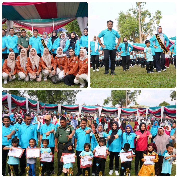 Rabu, 23 Juli 2025 Wakil Bupati Tebo Nazar Efendi bersama Bunda PAUD Kabupaten Tebo Ny. Nur Chasanah saat membuka Gebyar PAUD 2025 di Lapangan Merdeka.(INJ/Ist)