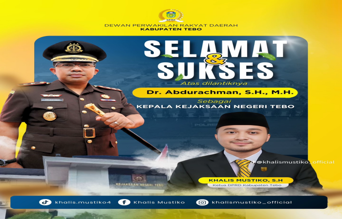 Ketua DPRD Kabupaten Tebo, Khalis Mustiko, S.H 