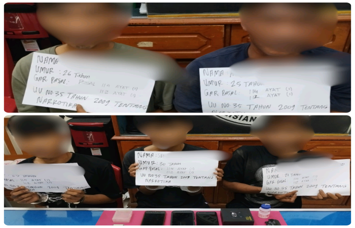 Lima Pelaku dan Barang Bukti. (INJ/Ist)